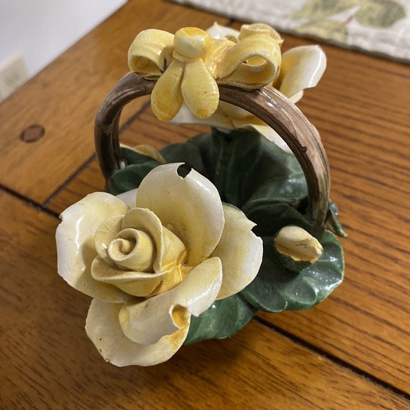 Nuova Capodimonte Basket Yellow Roses Italy - Picture 2 of 5